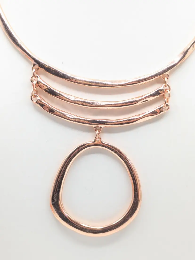 Modernist Rose Gold Tone Statement Necklace