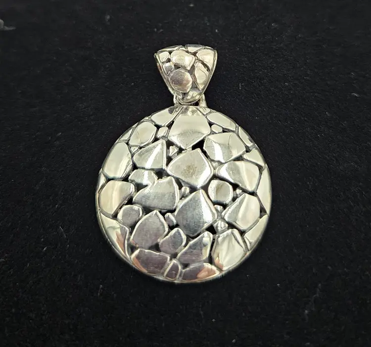 925 Pebble Design 3/4 Inch Round Pendant