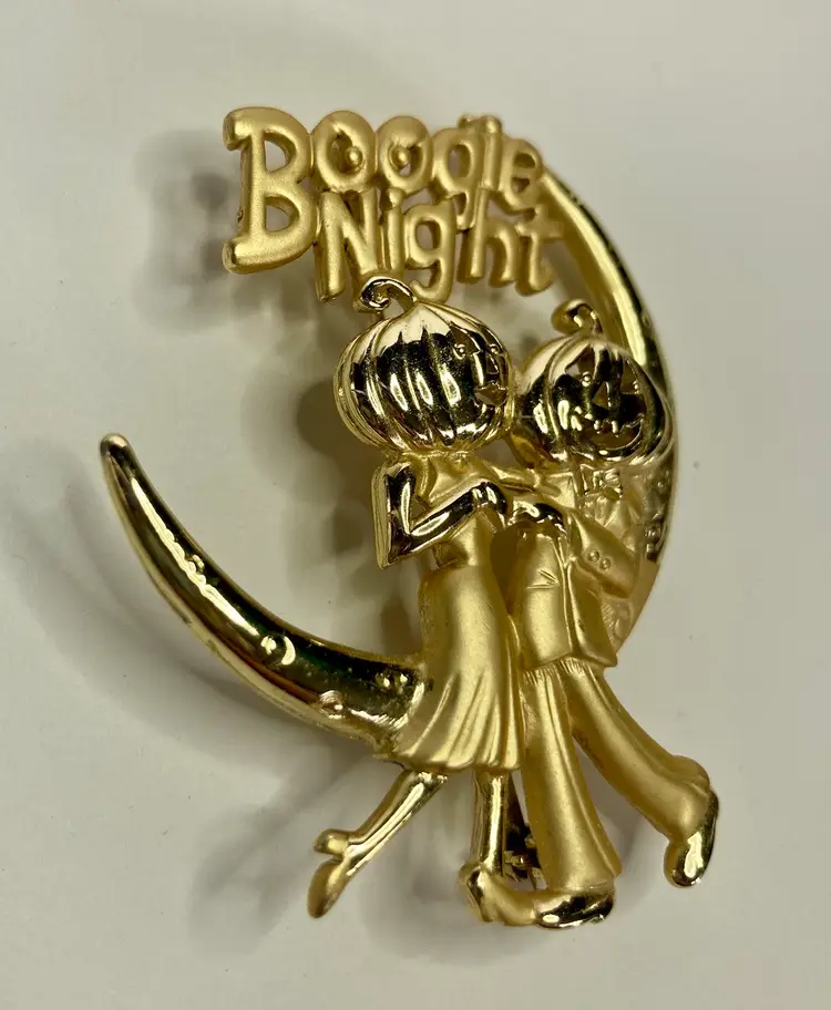 Danecraft Brooch Halloween Boogie Night Pumpkin Gold Tone