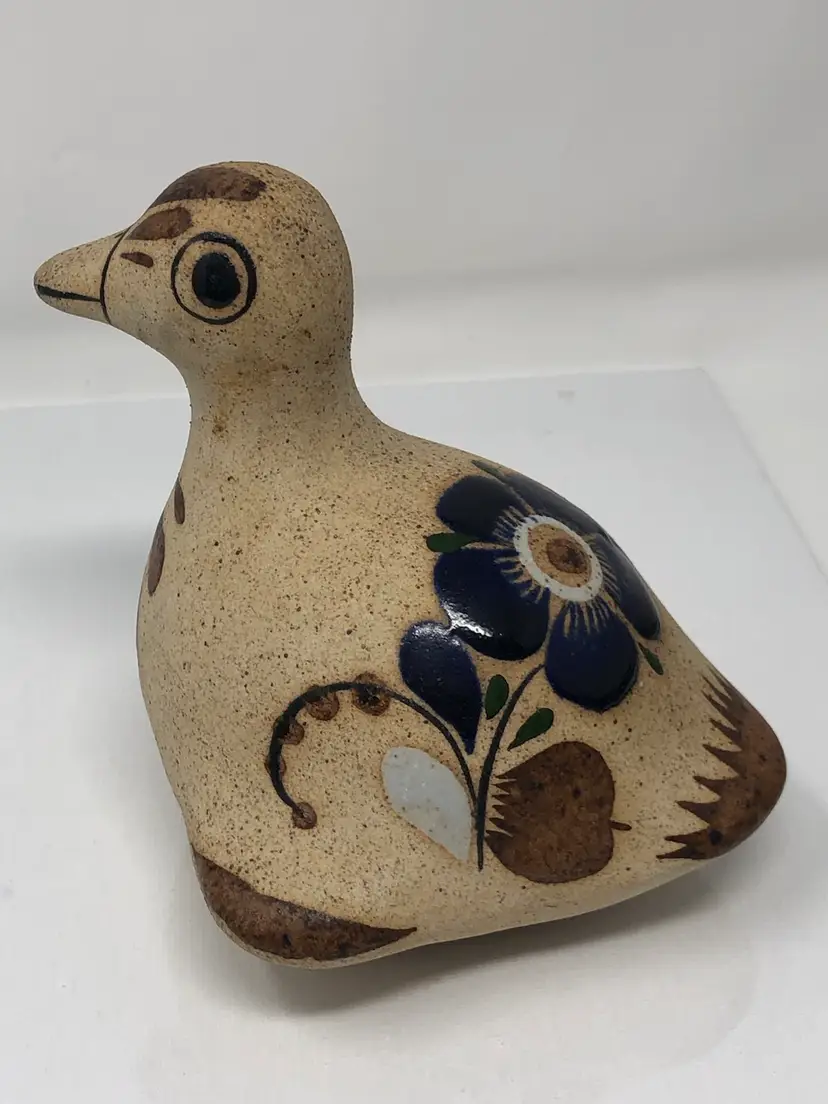 Mexican Tonala Duck Hand Painted Pottery Bird