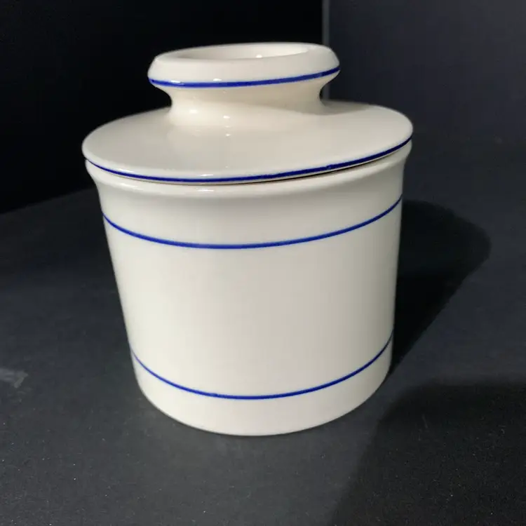 White Blue Line Butter Bell