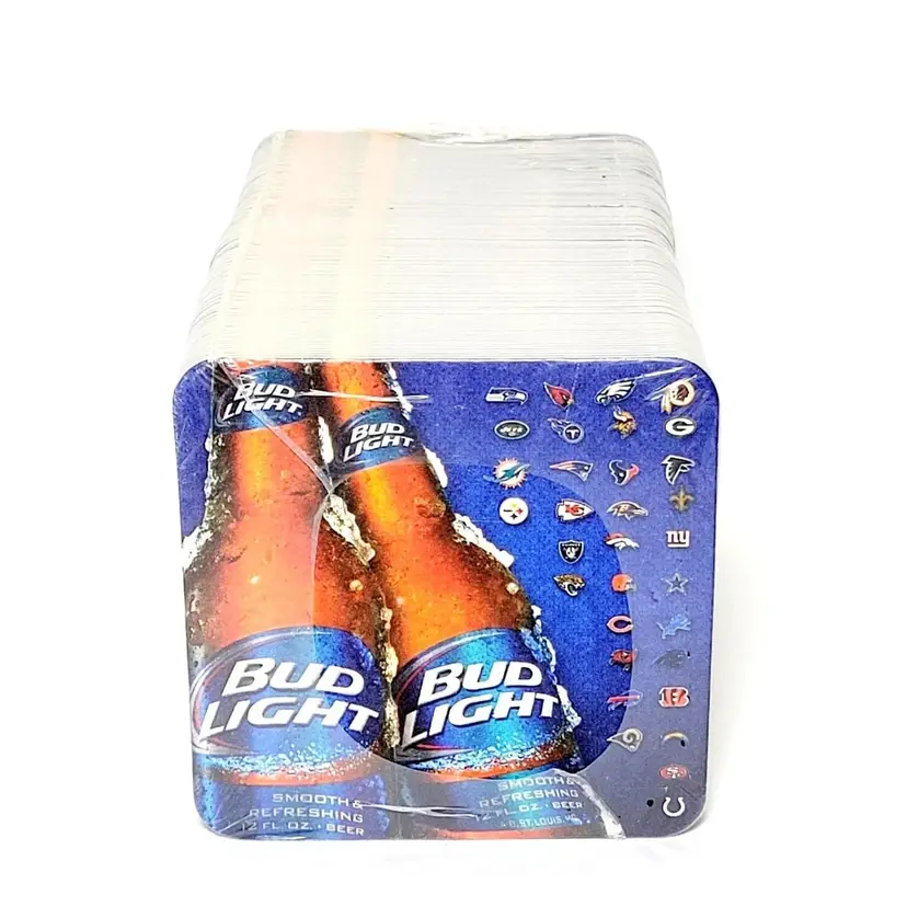 NFL FOOTBALL TEAMS BUD LITE Drink Coasters Party Bareware Game Day Superbowl NOS
