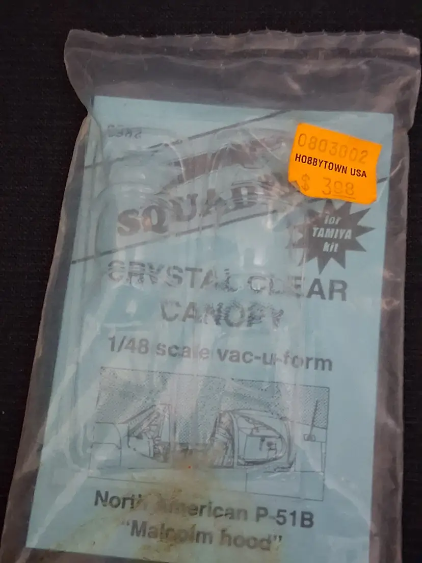 Squadron Crystal Clear Canopy 1/48 Scale for P-51B