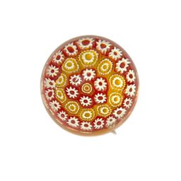 Murano “Pinwheels On Sunny Day”
Orange Red White Millefiore Paperweight - 3.25”