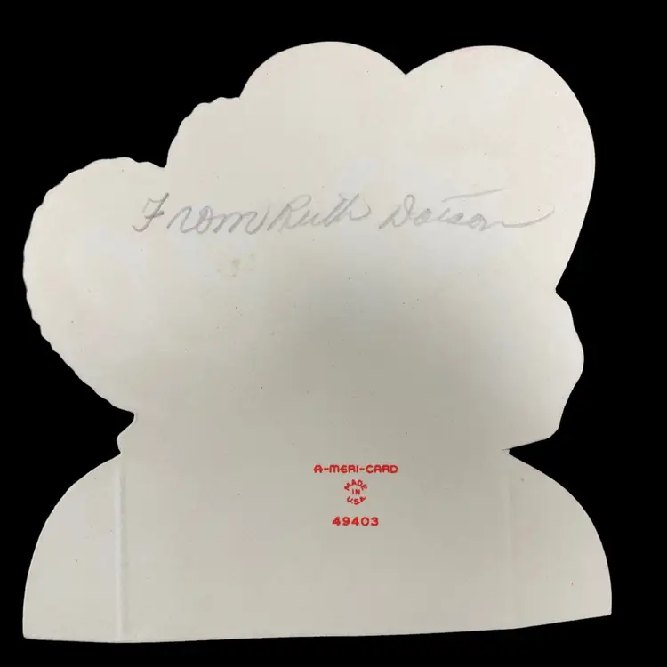 Vintage Americard Die Cut, Valentine Honeybee Heart Pansy Flower