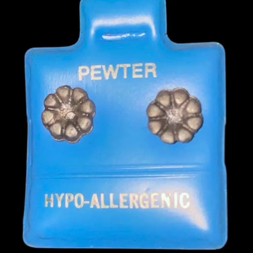 #21- New Old Stock Vintage 1980S Pewter Post Earrings As Pictured