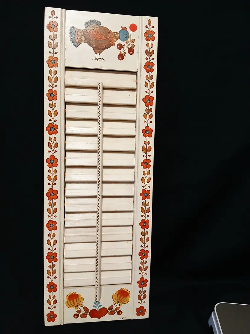 Vintage Folk Art Wooden Shutter Telephone Number Wall Decor