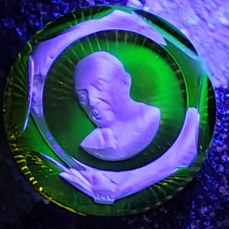 Vintage Baccarat for Franklin Mint Sulfide Cameo Paperweight, Konrad Adenauer, c1980, GLOWS