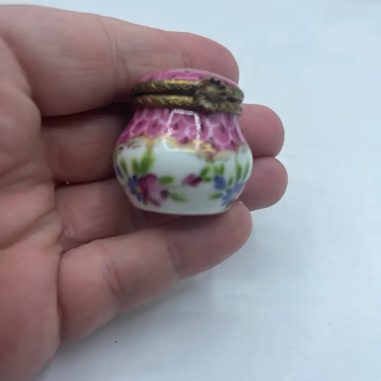 Limoges France Floral Trinket Box 1 1/2" high & 11.25” Decor Main Limoges