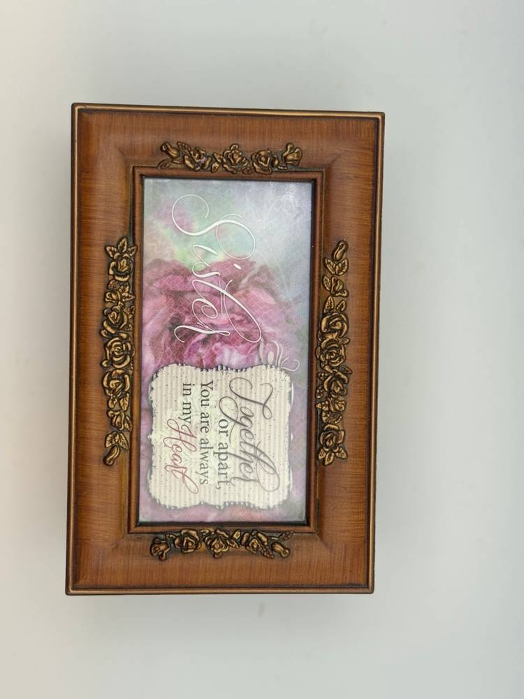 Cottage Garden Wood Jewelry/Music Box - Sisters - Plays “What A Wonderful World” 6”x3.5”