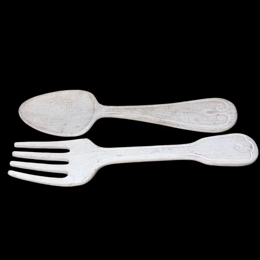 07. Rustic Kitchen Wall Decor, Fork and Spoon Utensils, Dining Room Breakfast