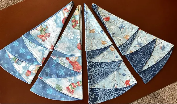 Handmade Folded Tree Cloth Napkins (2) Sets Slightly Different Perfect Cond