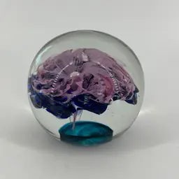 Pink & Blue Umbrella Burst 2.75" Paperweight Made In Poland