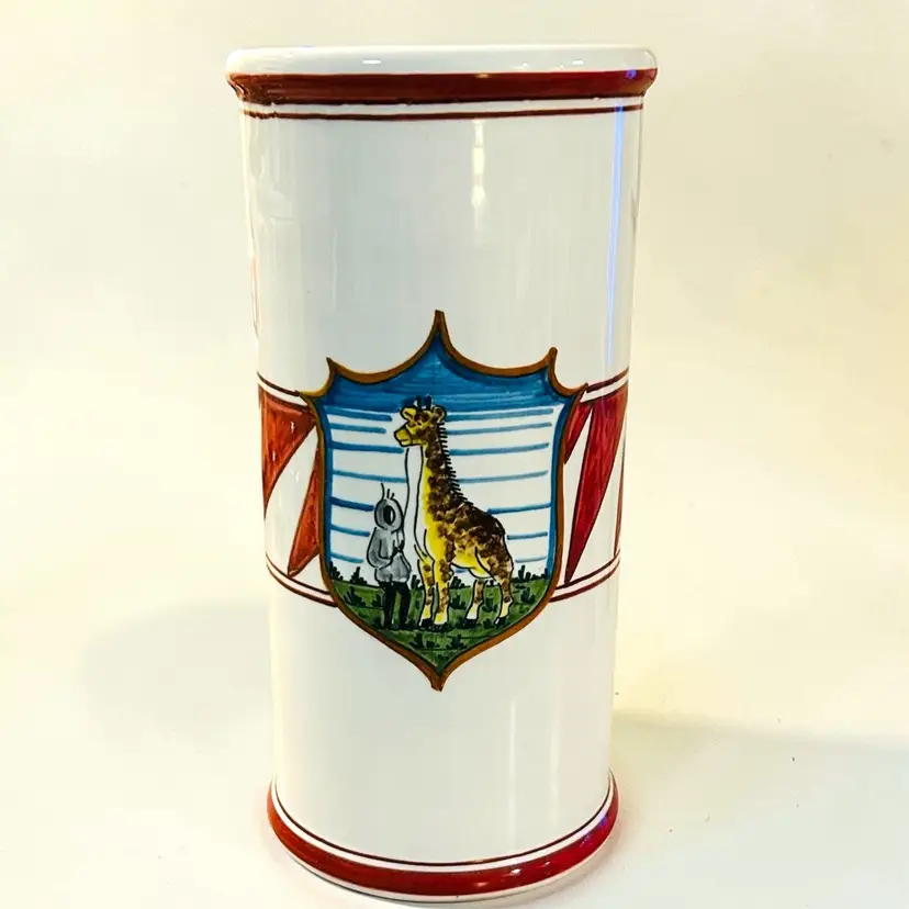 Fratelli Mari Deruta Giraffa Utensil Holder or Wine Chiller Hand Painted Giraffe