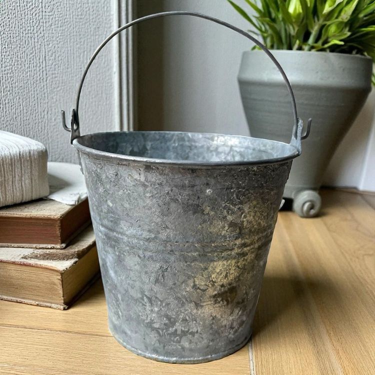 Vintage 6.75" X 6.5" Galvanized Bucket Made In Mexico