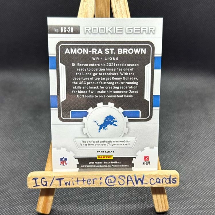 Amon-Ra St. Brown 2021 Panini Prizm Rookie Gear Detroit Lions