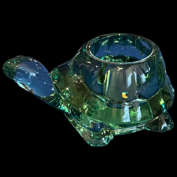 Vintage Green Glass Turtle Votive
