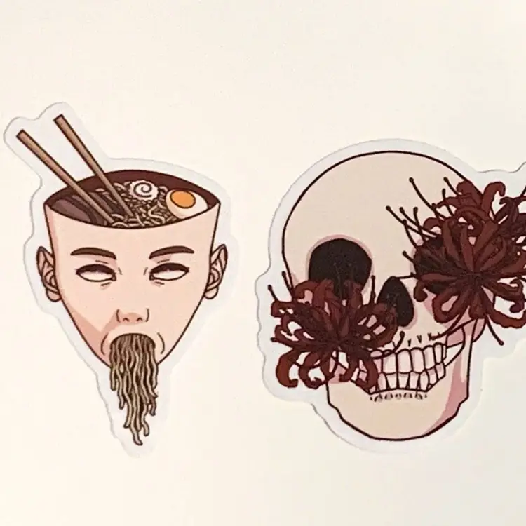 Ramen Head Clear Border Vinyl Sticker