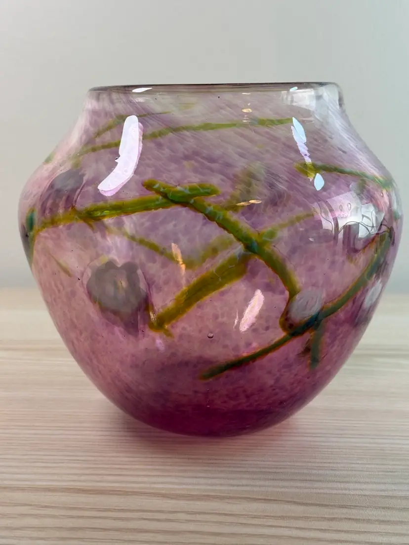 Signed Judith Via Lavender Watercolors Floral Vase