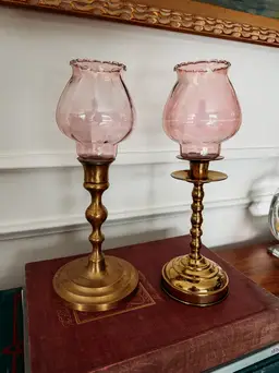 #2 Pair of Handblown Glass Ruffled Glass Shades