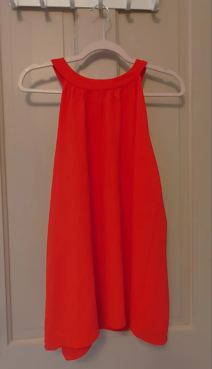 Dress- Brand: Adrienne Vittadini. Size Large. NWT. Red orange dress or tunic top. Material: 100% polyester. No callouts.