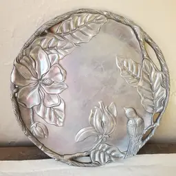 Arthur Court Magnolia and Bird Aluminum Platter