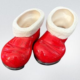 Ceramic Santa Boot Candlestick Holders