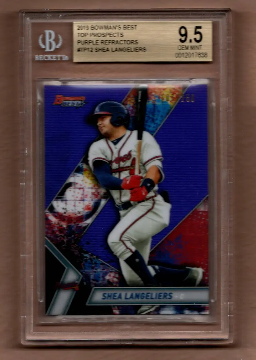 SHEA LANGELIERS 2019 Bowman's Best #TP-12 Purple Refractor #/250 Atlanta Braves BGS 9.5