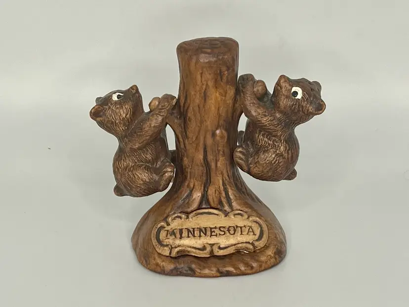 Vintage Treasure Craft Ceramic Bears In Tree Salt & Pepper Shaker Set