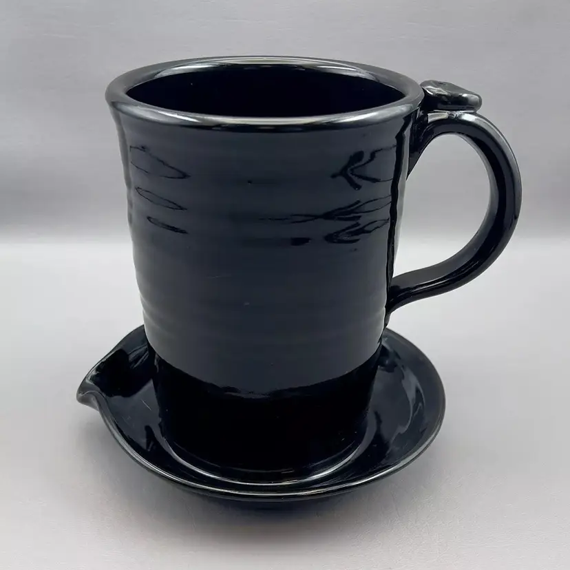 Tom Jones Stoneware Pottery Bacon Cooker 2015 Black Signed By Artist New Large 7"