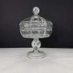 Vintage Duncan & Sons Cryptic Zipper Block Pedestal Compote