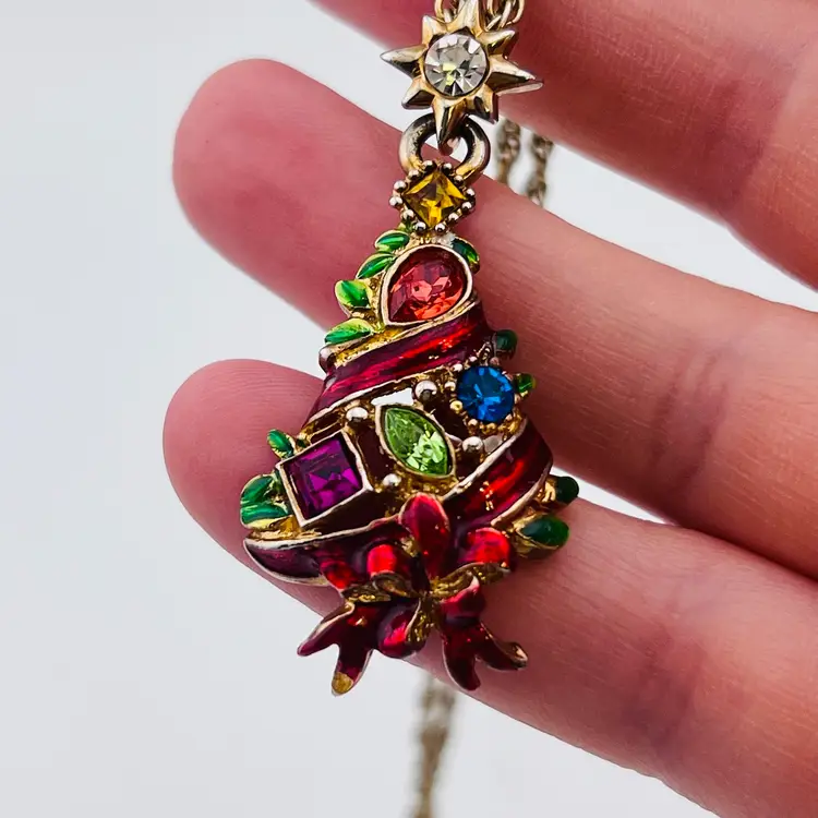 Vintage Christopher Radko Christmas Tree  Necklace