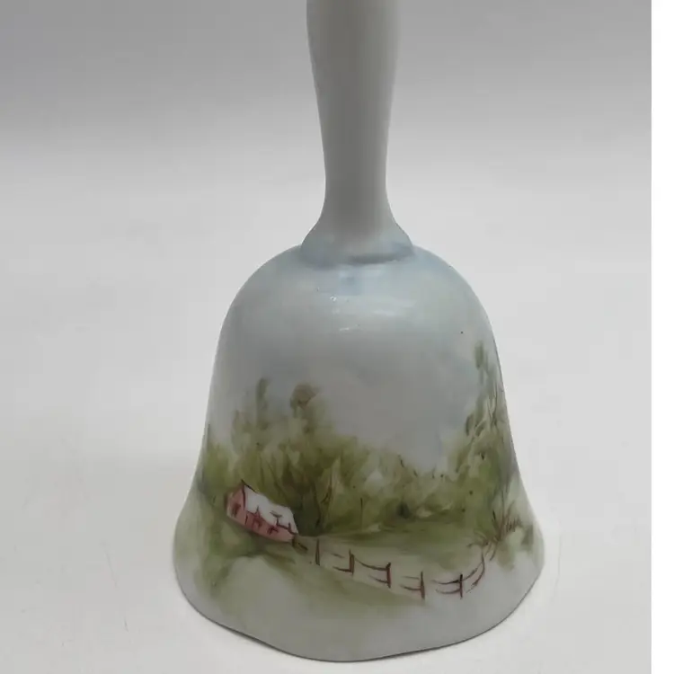 Vintage Hand Painted Porcelain Bell With Farm-Rural Scenery