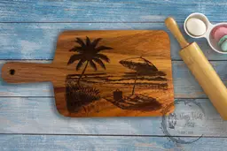 Beach-Themed Acacia Wood Cutting / Charcuterie Board