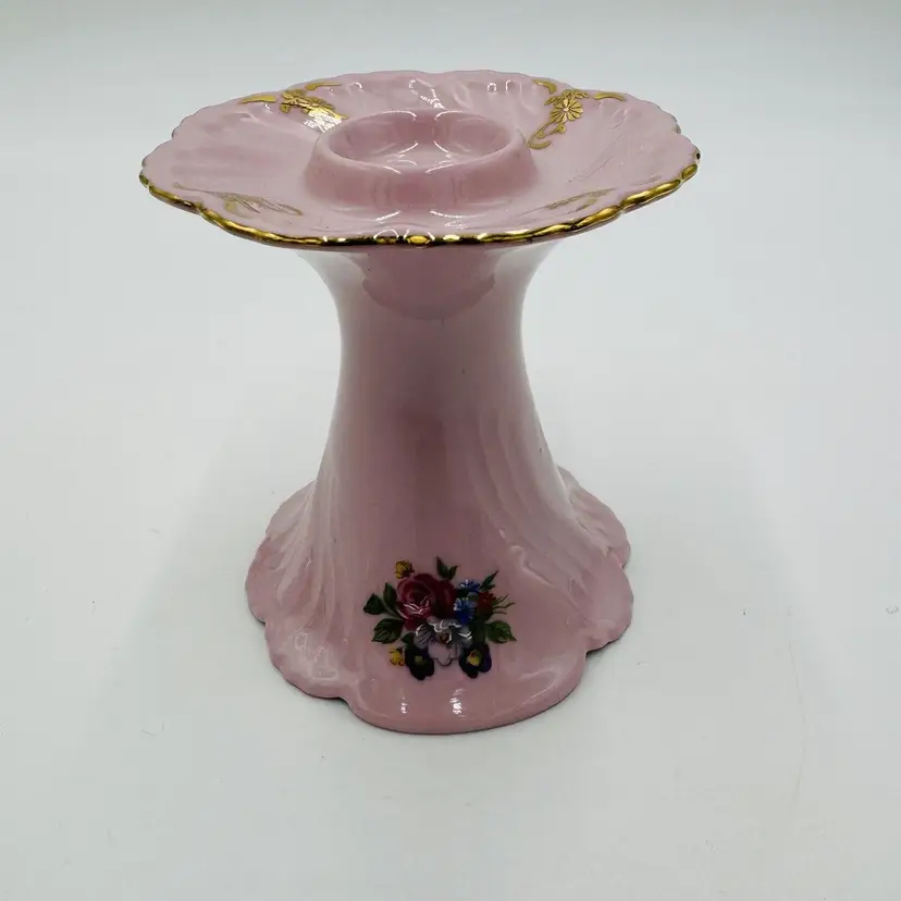 vintage Leander 1946 RGK china of Boheme pink floral candleholder Porcelain