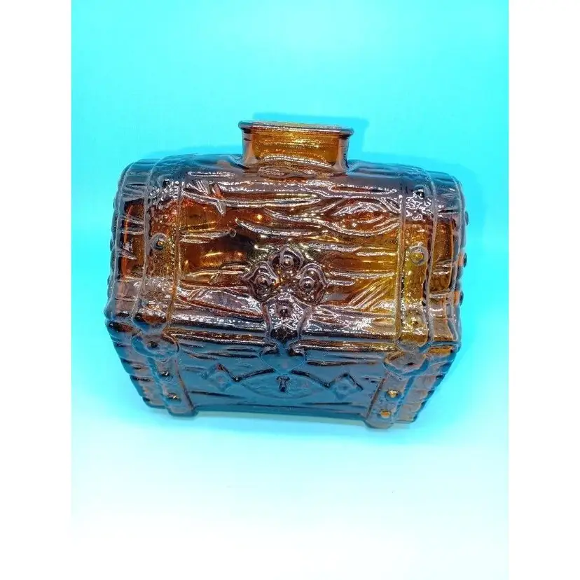 Vintage Anchor Hocking Root Beer Amber Glass Pirates Chest Piggy Bank 1970s