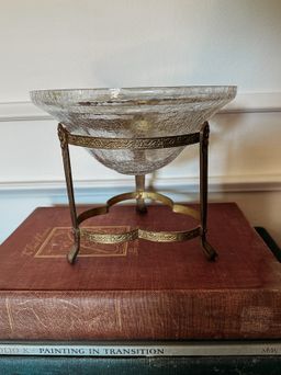 Brass Stand with Crackle Glass Bowl