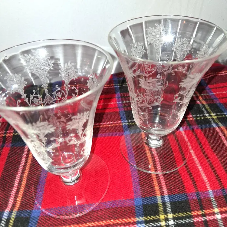 VINTAGE Morgantown Glass "Mayfair" Footed Tumbler - set of 2