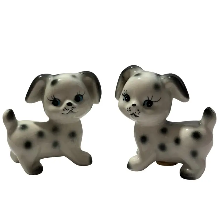Vintage Anthropomorphic Dalmatian Puppy Salt & Pepper Shakers Spotted Dogs Japan