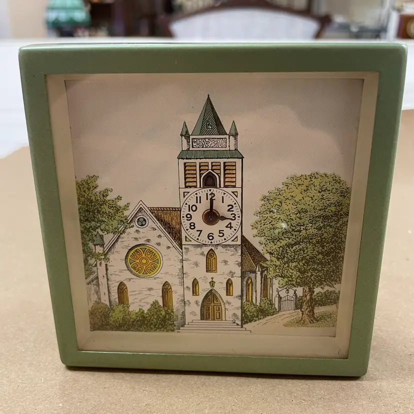 1933 Lux Church w Bell Tower Animated Motion Shelf Clock Does NOT Work