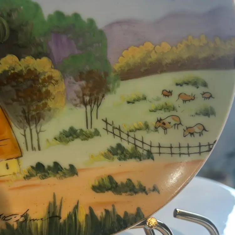 Hand Painted Japanese Scenery Plate