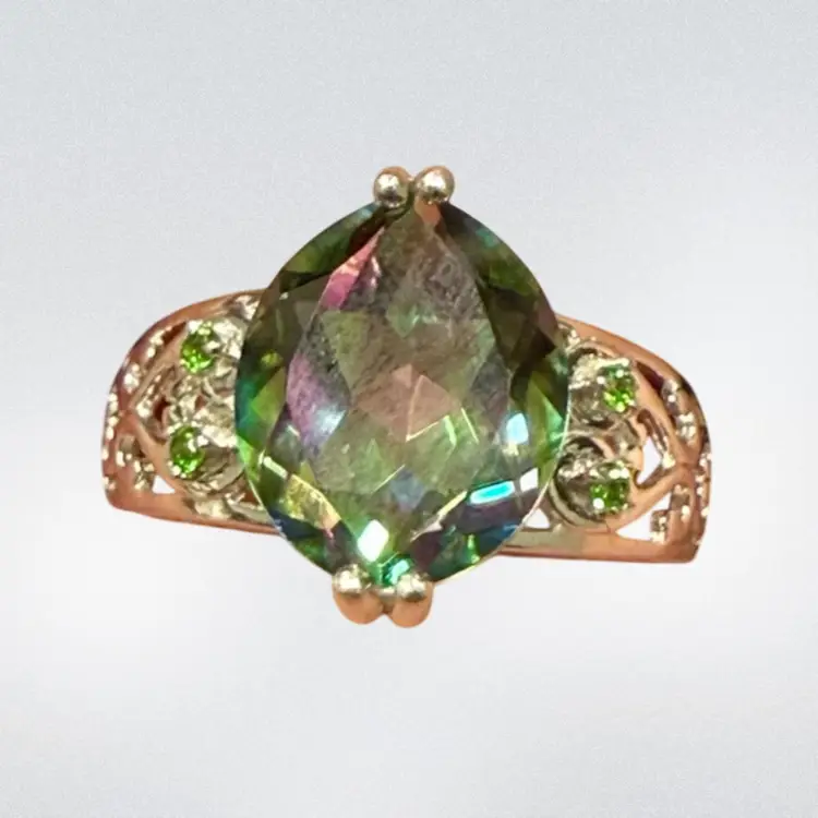 Bangkok Ratnaraj BBJ 925 Sterling Silver Mystic Topaz Ring, Size 7, 5g