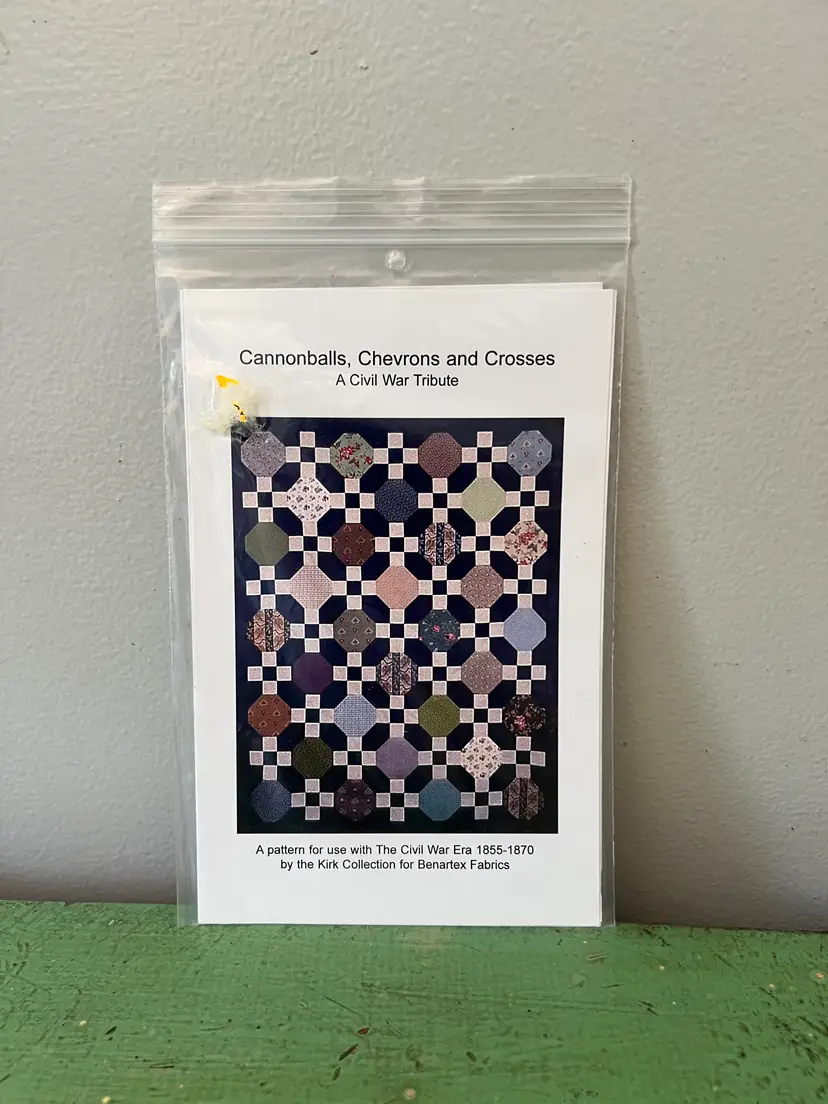 Cannonballs, Chevrons & Crosses- Civil War Tribute Quilt Pattern. Kirk Collection Benartex Fabrics