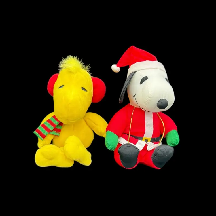 Vintage Christmas Plush Santa Snoopy Woodstock Peanuts United Feature Syndicate