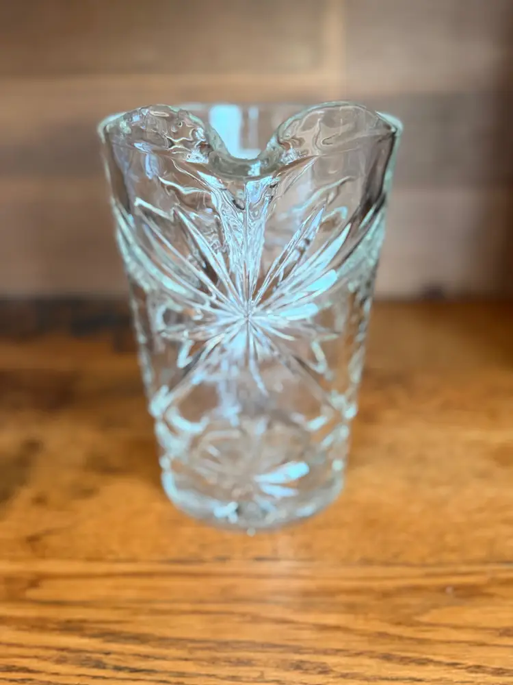 Vintage Anchor Hocking EAPC Pitcher | Star of David Clear Glass | 8” Early American Prescut | Farmhouse Lemonade Pitcher | 1960s Colonial Glassware
