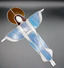 Handmade Stained Glass Hanging Religious Mary Jesus Suncatcher Handmade