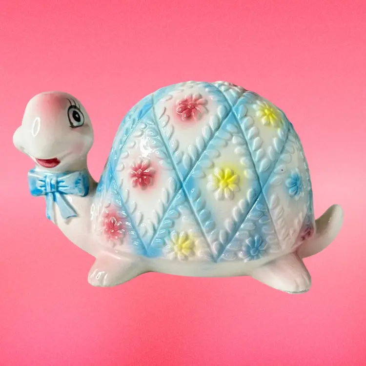 Midcentury Turtle Anthropomorphic Planter Tortoise Vtg Rubens Japan Kitsch