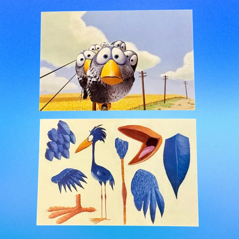 Lot/2 Vintage “For The Birds” Disney Pixar Continental Postcards, Unused