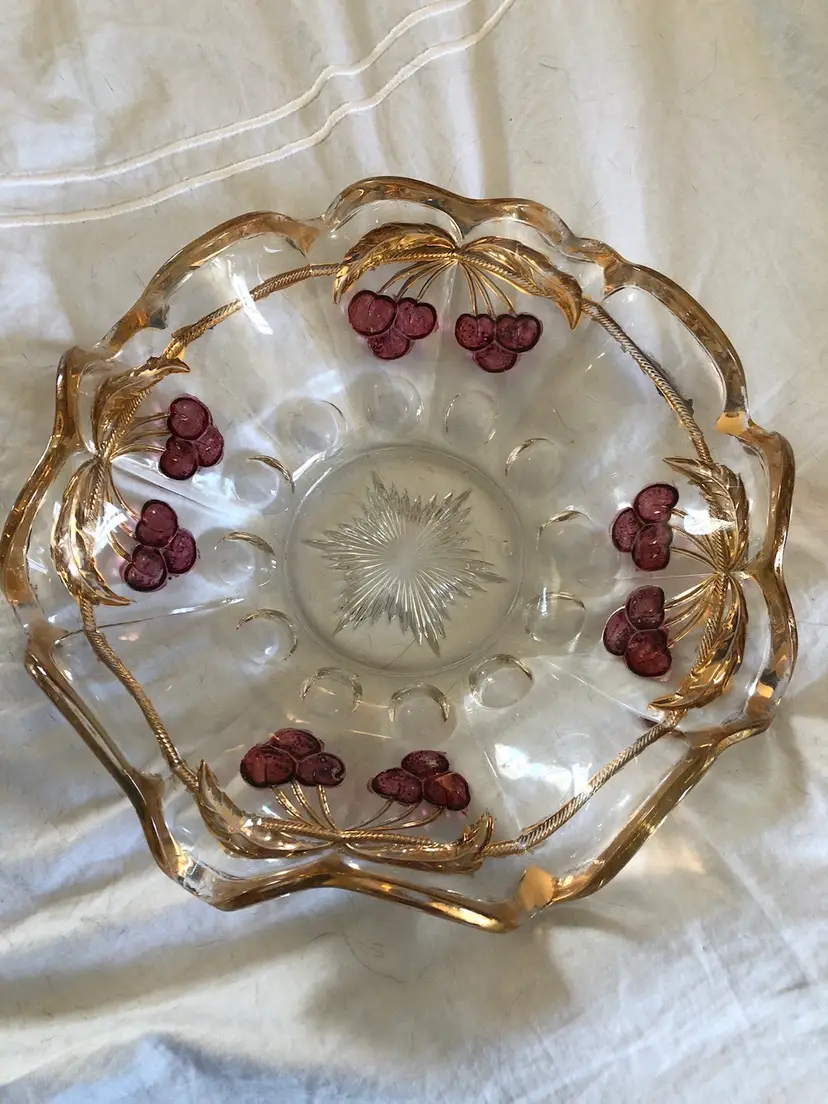 Antique Northwood Cherry And Cable Bowl