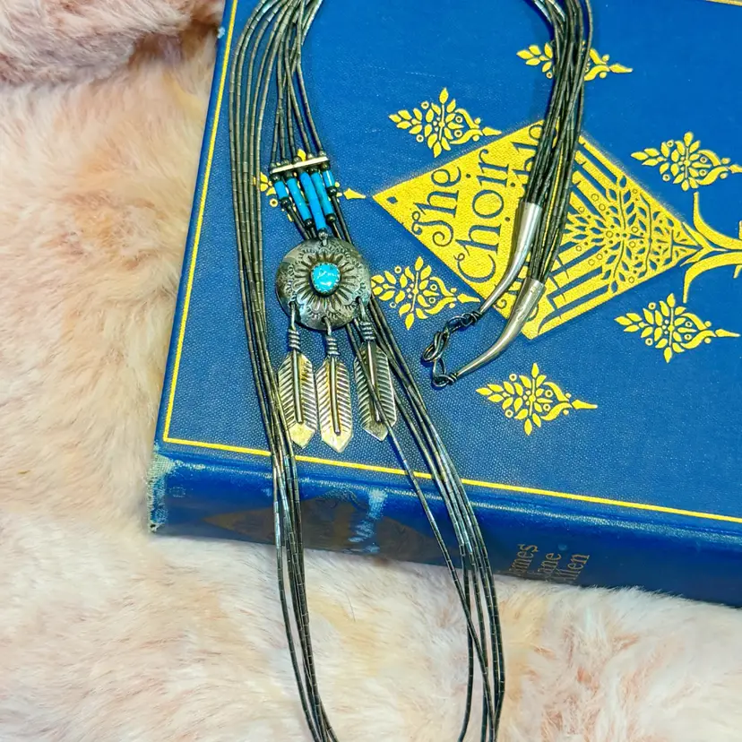 Gorgeous Sterling Silver Liquid Silver Turquoise Necklace 26”